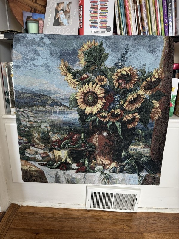 Sunflower Bouquet Tapestry Art Wall Hanging 34”x34” Made In USA