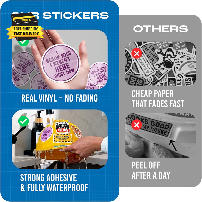 200 PCS Hard Hat Stickers for Adults (No Duplicates) Sarcastic, Meme, & Funny St gallery