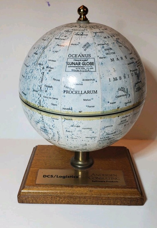 Replogle Globe 4.5 -7″ Moon Lunae Globe Apollo Landing Andersen Consulting