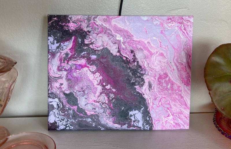 8×10 Inch Abstract Original Home Decor Art Marble Gift Pink Canvas Unique Find