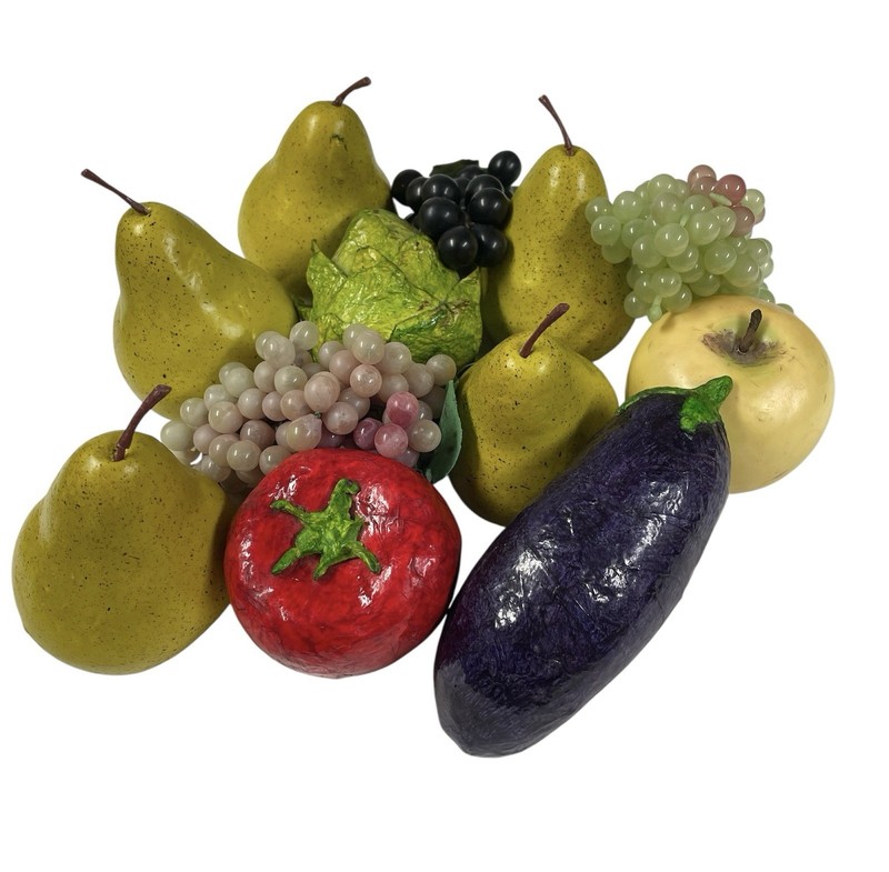 Lot of 12 Decor Fruit Vegetables Apple Pears Grapes Eggplant Tomato Artichoke