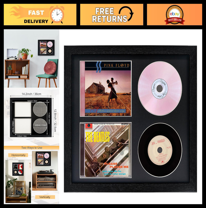 Double CD Frame with Booklet – Display Case for 2 CDs & CD Box, Wall Mountable