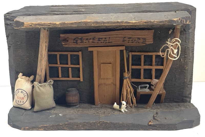 Folk Art Rustic General Store Diorama Home Decor Dog Small Farm House Style gallery