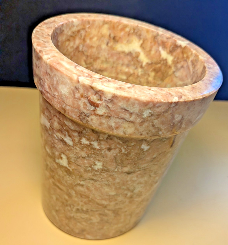 Marble stone plant vase/ pencil/ stationary/ marker holder very heavy tilted