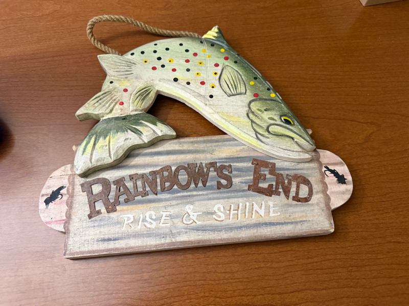 Wood Decorative Trout Fish Sign Hanging Plaque with Rope 13 In. Wide 12 In High