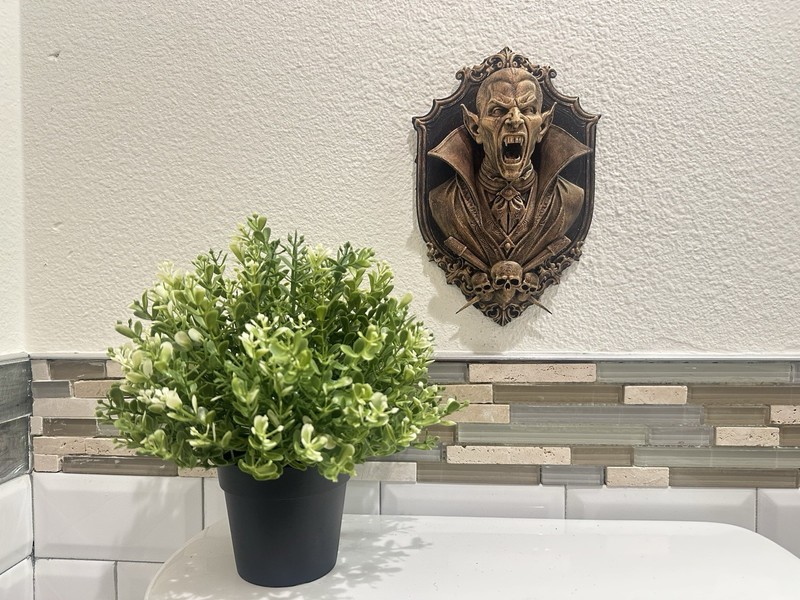 Hand Painted Gothic Vampire Head Wall Art Plaque Mount Horror Home Decor gallery