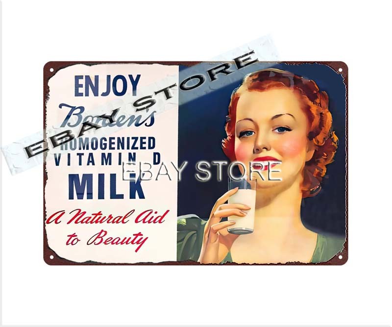 garden outdoor garage shop dairy products Vitamin D Milk retro tin sign plaque