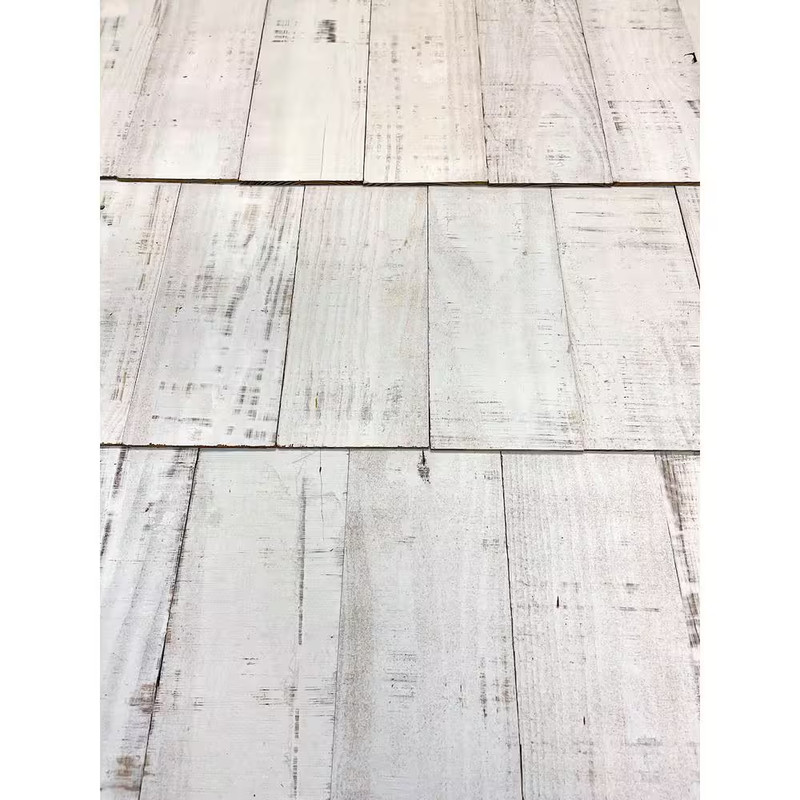 Wood Wall Plank Shingle 1/4x5x2ft Thermo Treated Barnwood White 24 Pack Accent