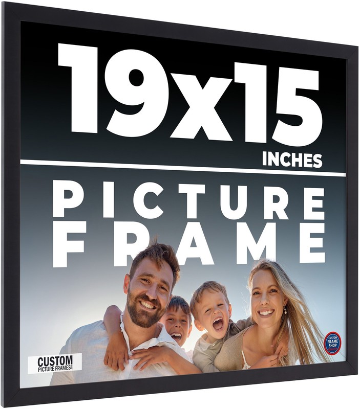 19×15 Frame Black Real Wood Picture Frame Width 0.75 inches | Interior Frame Dep