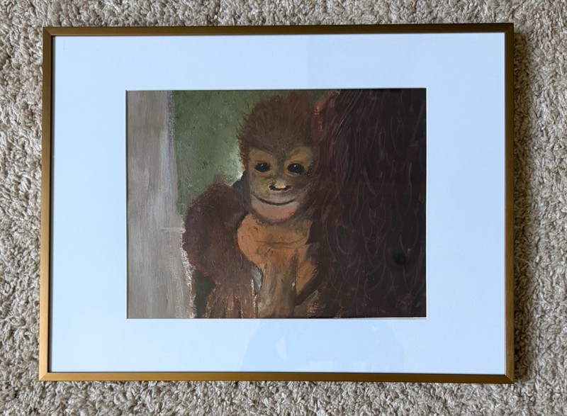 Original Framed Orangutan Art Work -selling for college tuition gallery