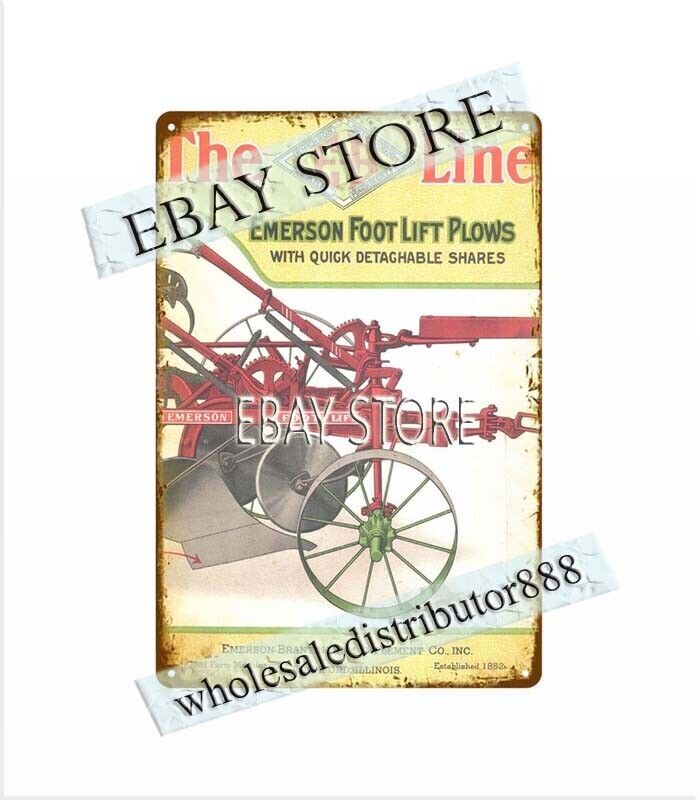 art posters 1900s Emerson Brantingham Foot Lift Plows farm ranch metal tin sign gallery