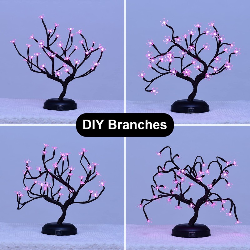 LIGHTSHARE 16Inch 36LED Cherry Blossom Bonsai Light, Pink Light, Battery Powered gallery