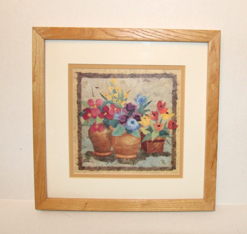 Floral Paper Art Print in Wood Frame 11×11 – Colorful Still Life – Ready to Hang