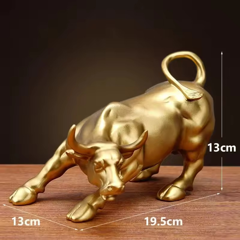 Wall Street Bull Statue Gold Charging Bull Market Sculpture Finance Office Decor gallery