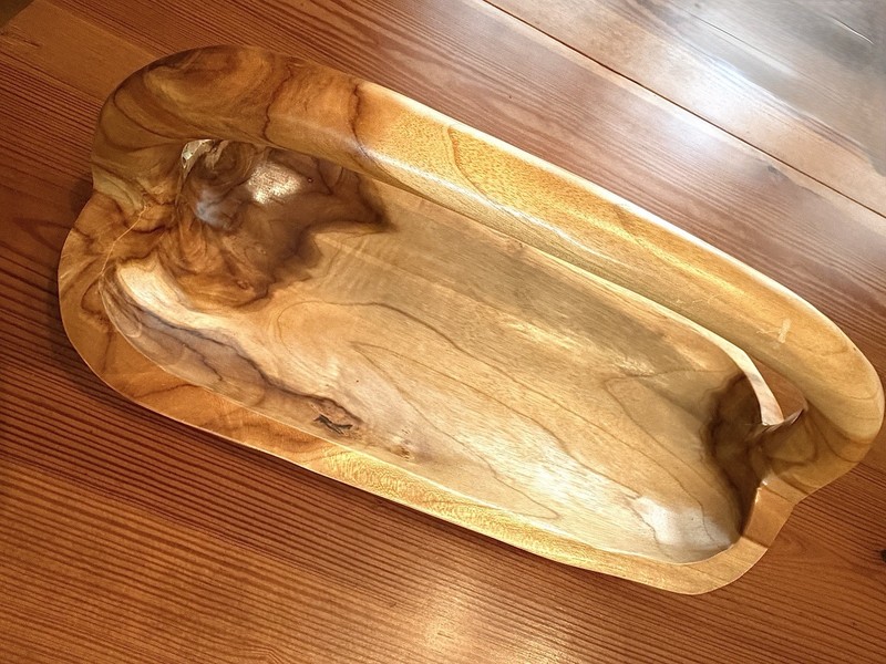 Handcarved Decorative Rustic Wooden Oval Bowl Basket Centerpiece Fruit Bowl NICE gallery