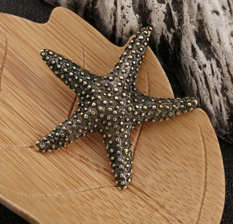 Brass Starfish Animal Statue Small Sculpture Tabletop Figurine Home Decor Gifts
