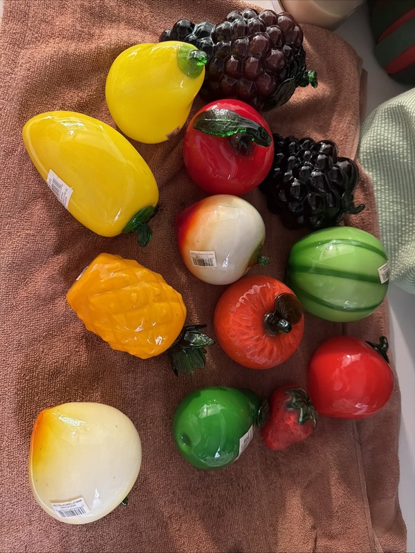 Vintage Murano Style Art Glass Hand-Blown Fruit and Vegetables Lot 13 Piece Set