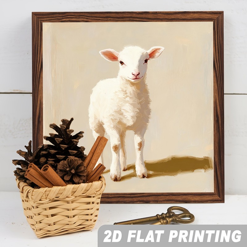 Christian Spring Easter Lamb Wooden Plaque Vintage Farmhouse Home Decoration