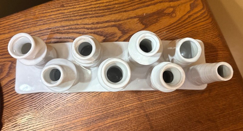 Stoneware Multi Vase with 8 Sections, White 10”L x 3"W x 5"H gallery