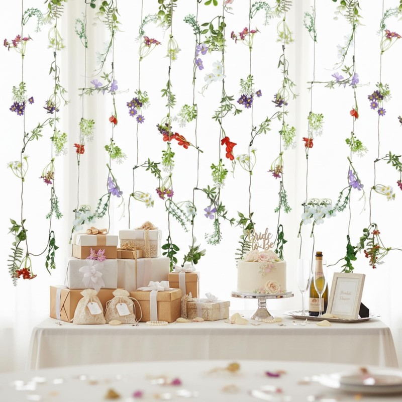 4 Pcs 24 ft Wildflower Garland Pre Strung Artificial Hanging Flower Vine Back... gallery