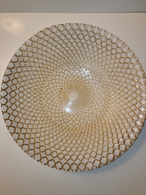 Large Gold and White Decorative Bowl