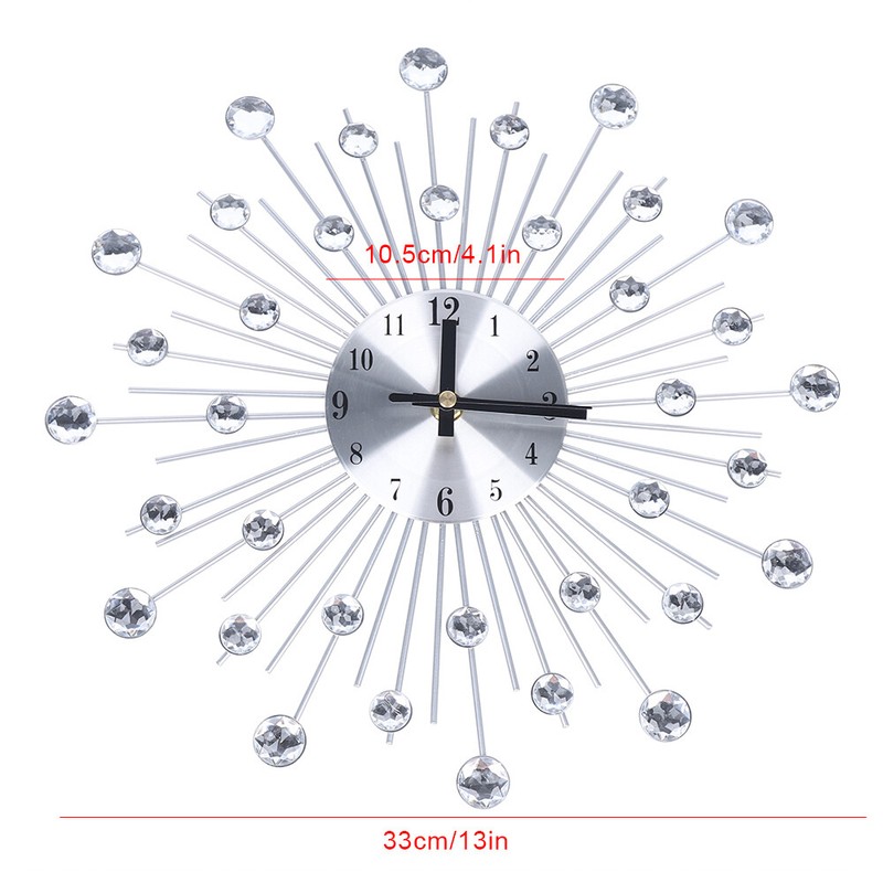 13in Crystal Glass Wall Clock Silent Movement Wall Clock Living Room Home Decor gallery