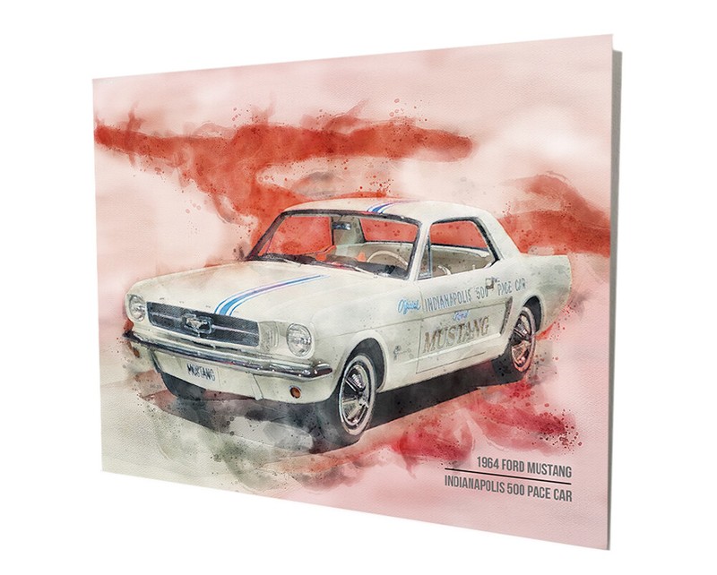 1964 Ford Mustang Indy 500 Indy 500 Pace Car Art Design 16×20 Aluminum Wall Art
