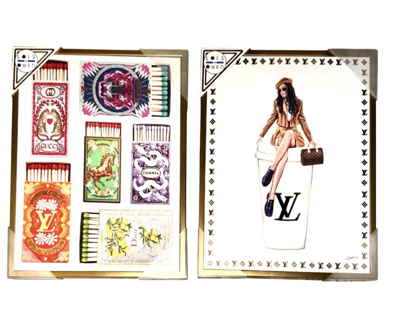 LOT Vuitton Chanel Gucci Versace Set 11×14 Urban Chic Art Canvass Fashionista