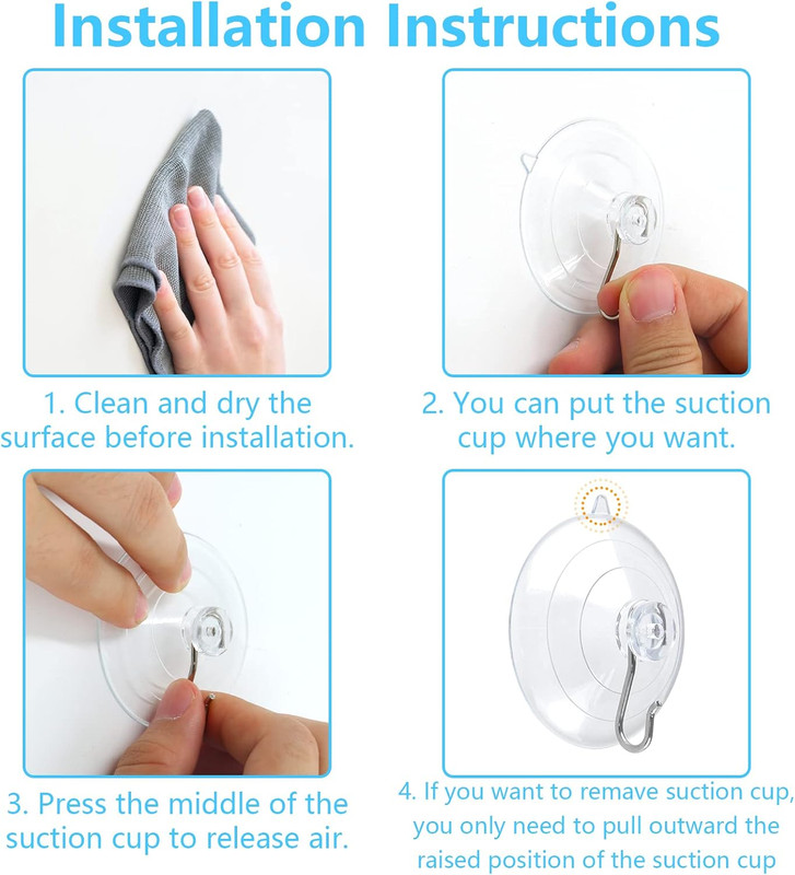 12Pcs Suction Cup Hooks, 1.77 Inch Clear Suction Cup with Stainless Steel Hook R gallery