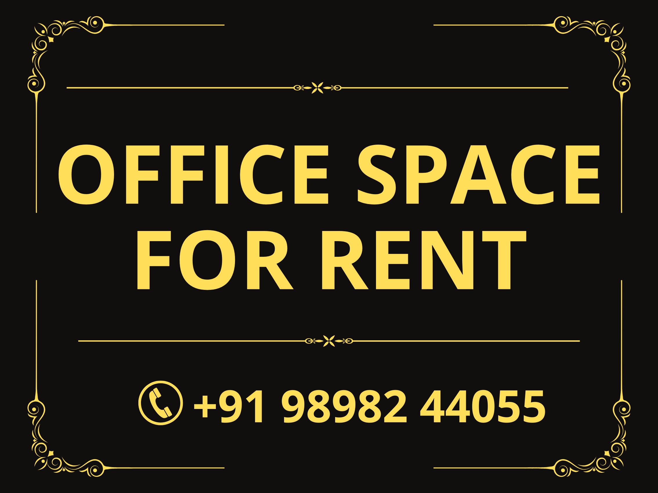 Black and Yellow Art Deco Office For Rent Yard Sign